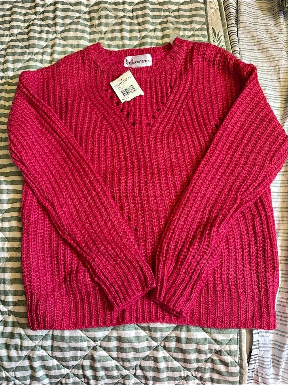 Cotton Emporium V-Neck Sweater in Pink Size Large NWT